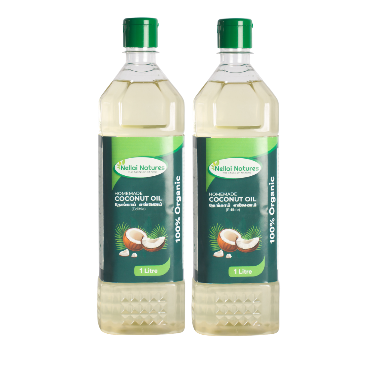 Nellai Natures Coconut Duo Pack - 2 Coconut Oil bottles, 1 Litre each