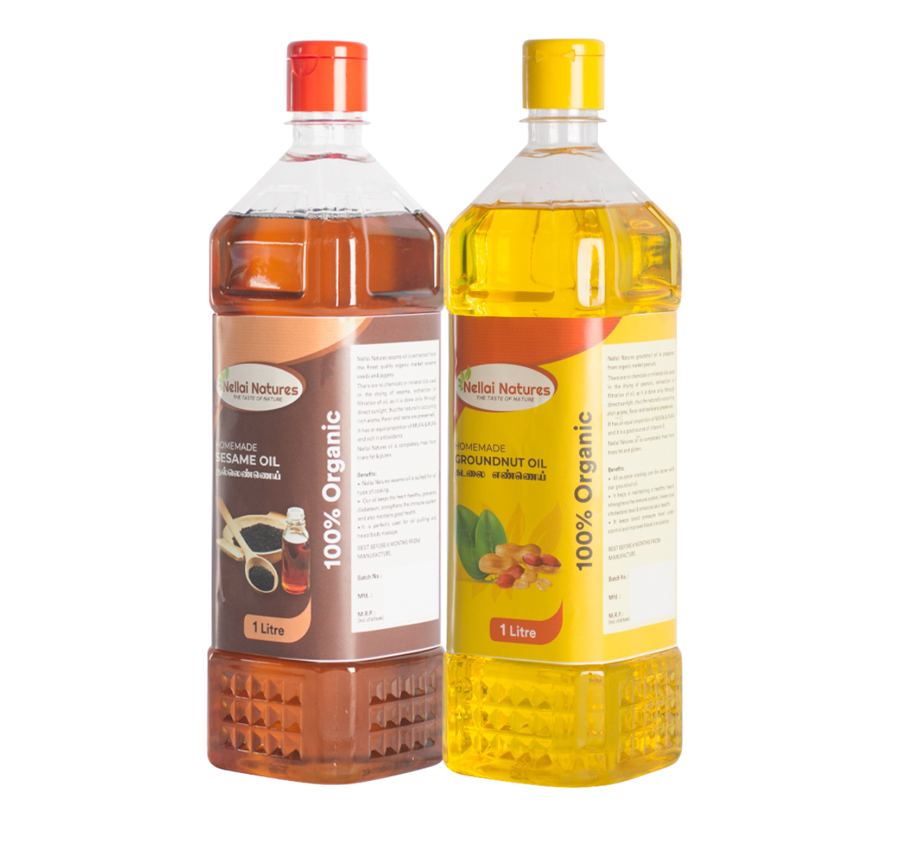 Nellai Natures Sesame and Groundnut Oil Duo, 1 Litre each