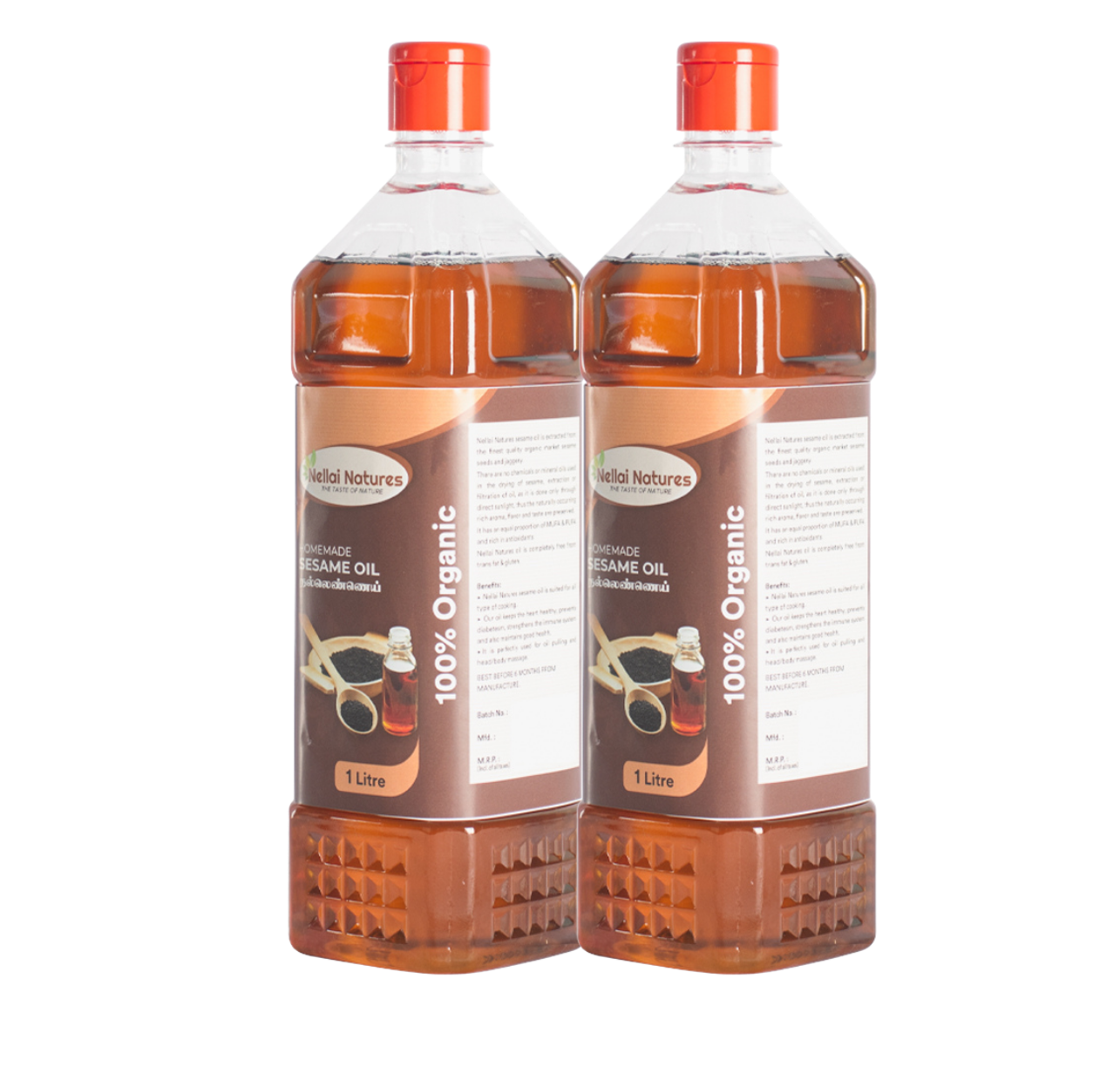 Nellai Natures Sesame Duo Pack - 2 Sesame Oil bottles, 1 Litre each